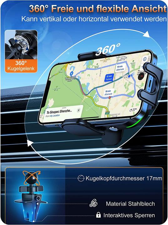 Image du produit Auckly Support de téléphone portable de voiture avec fonction de charge inductive