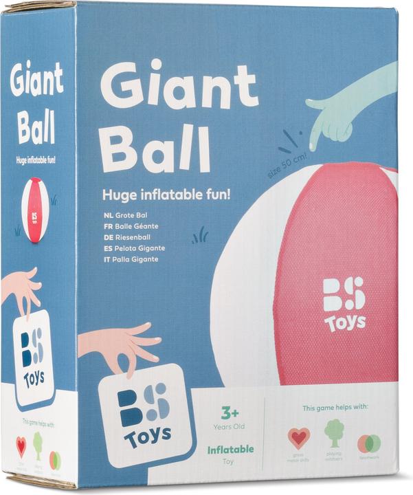 Productafbeelding BS XXL aufblasbarer Ball, weiss und rot, 50 cm