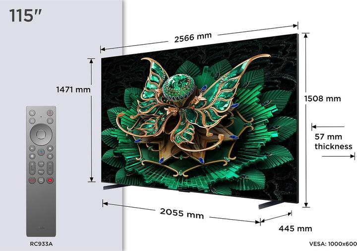 Produktbild TCL 115C7K 291 cm (115) (115", Mini-LED, 4K, 2025)