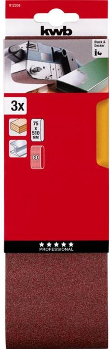 Image du produit kwb Bande abrasive 75X510 grain 80 (80)