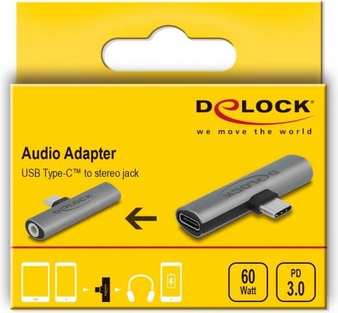Image du produit Delock USB Type-C vers prise jack et USB Type-C (USB Type C, Prise de 3,5 mm)