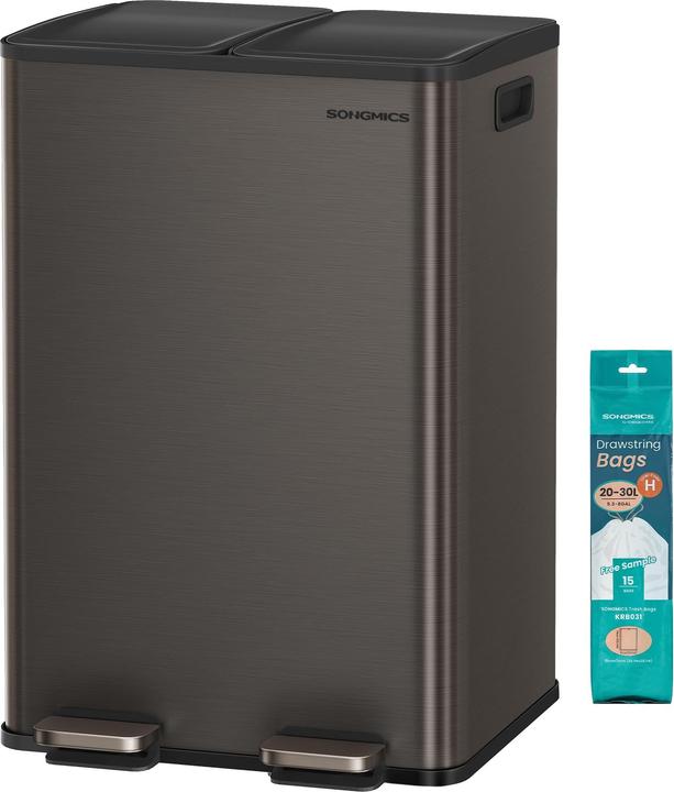 Produktbild Songmics Mülleimer mit 2 Fächern und Softclose-Deckel (60 l)