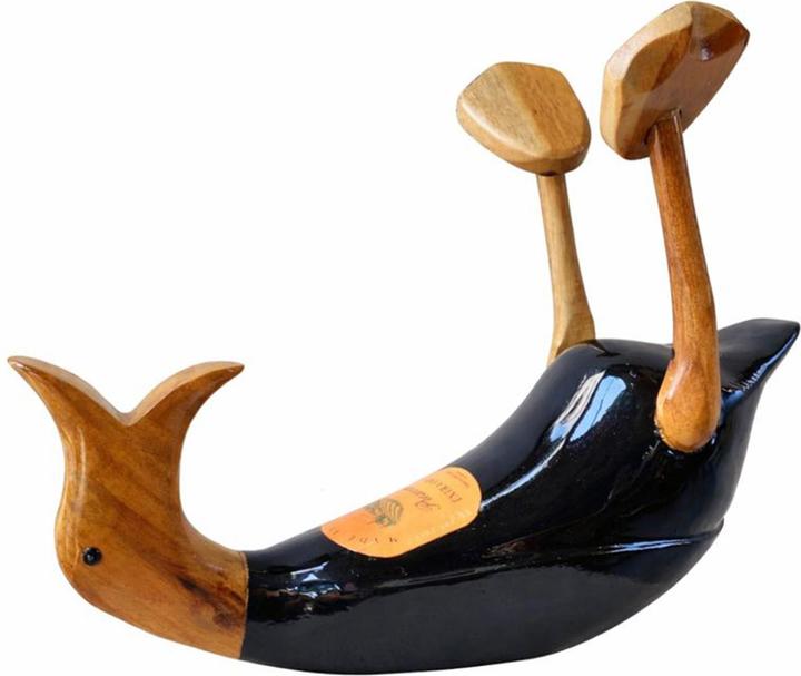 HTI-Living Dekorative Bambusente Fred Suffsky als Weinflaschenhalter Handarbeit aus Holz (Weinflaschenhalter)