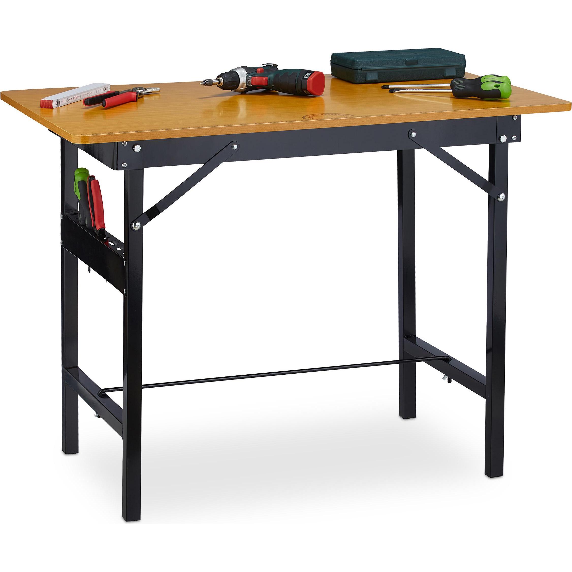 Relaxdays, Werkbank + Arbeitsbock, Klappwerkbank (100 cm, 60 cm)