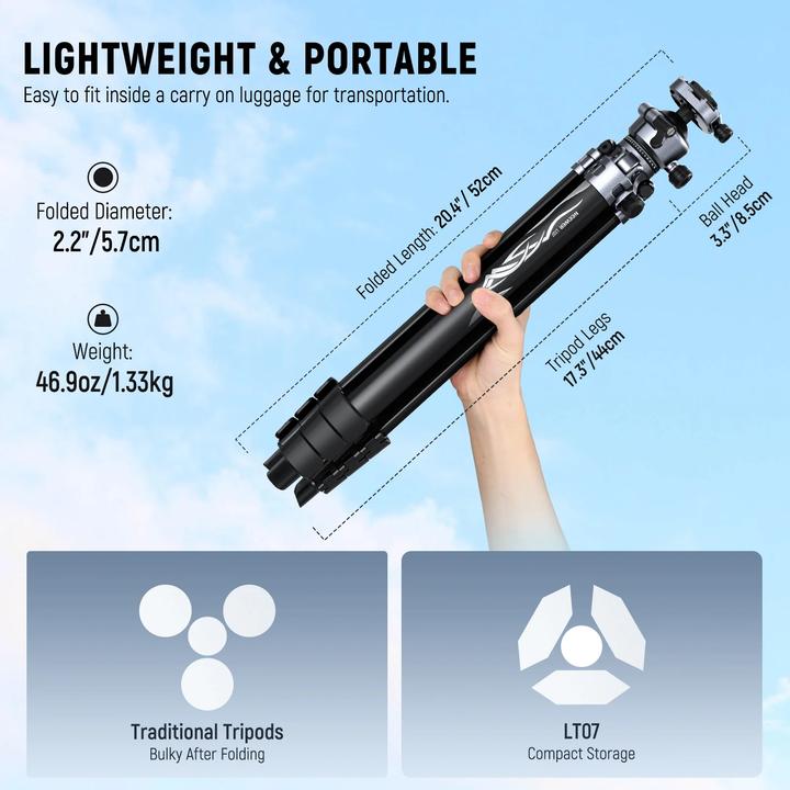 Produktbild Neewer LT07 Aluminum Travel Tripod with Ball Head (Metall)