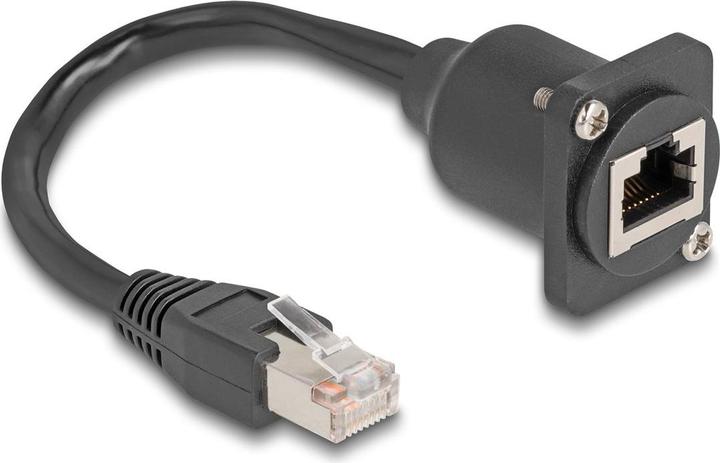 Produktbild Delock D-Typ RJ45 Kabel Stecker zu Buchse Cat.5e schwarz 20 (STP, CAT5e, 0.20 m)