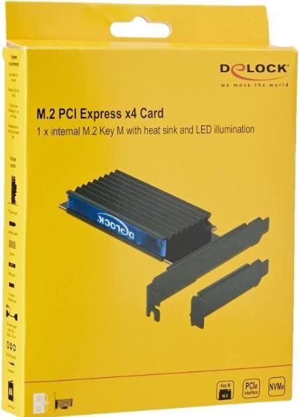 Actual product image Delock Host Bus Adapter PCIe x4 - M.2, NVMe, Key M, RGB LED