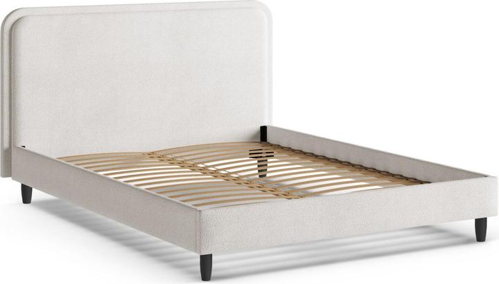 Actual product image Micadoni Boucle Storage Bed with Headboard, "Aveline", White, 214x175x117 Made in Europe (160 x 200 cm)
