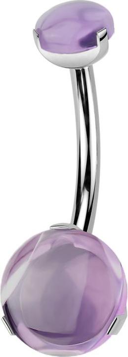 Actual product image Star Piercing Banane Innengewinde silber zwei Amethyst Steine gefasst (without brass, Mineral, Titanium)