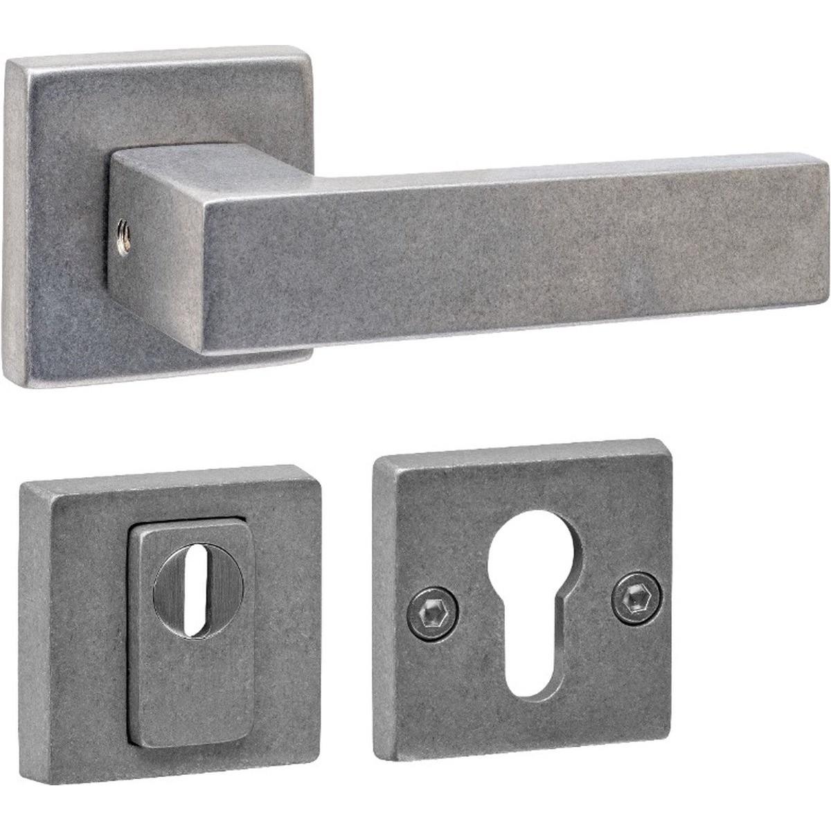 Intersteel, Maniglia + Guarnizione porte, Set achterdeurbeslag vierkant: deurkruk Amsterdam met massieve rozetten en