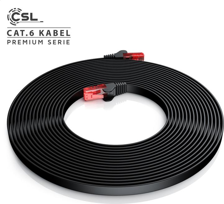 Produktbild CSL CAT.6 Netzwerkkabel flach - Ethernet Gigabit Lan Kabel RJ45 - komp. CAT.5 CAT.6 CAT.7 CAT.8 (UTP, CAT6, 20 m)