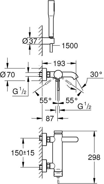 Produktbild Grohe Essence Einhand-Wannenbatterie