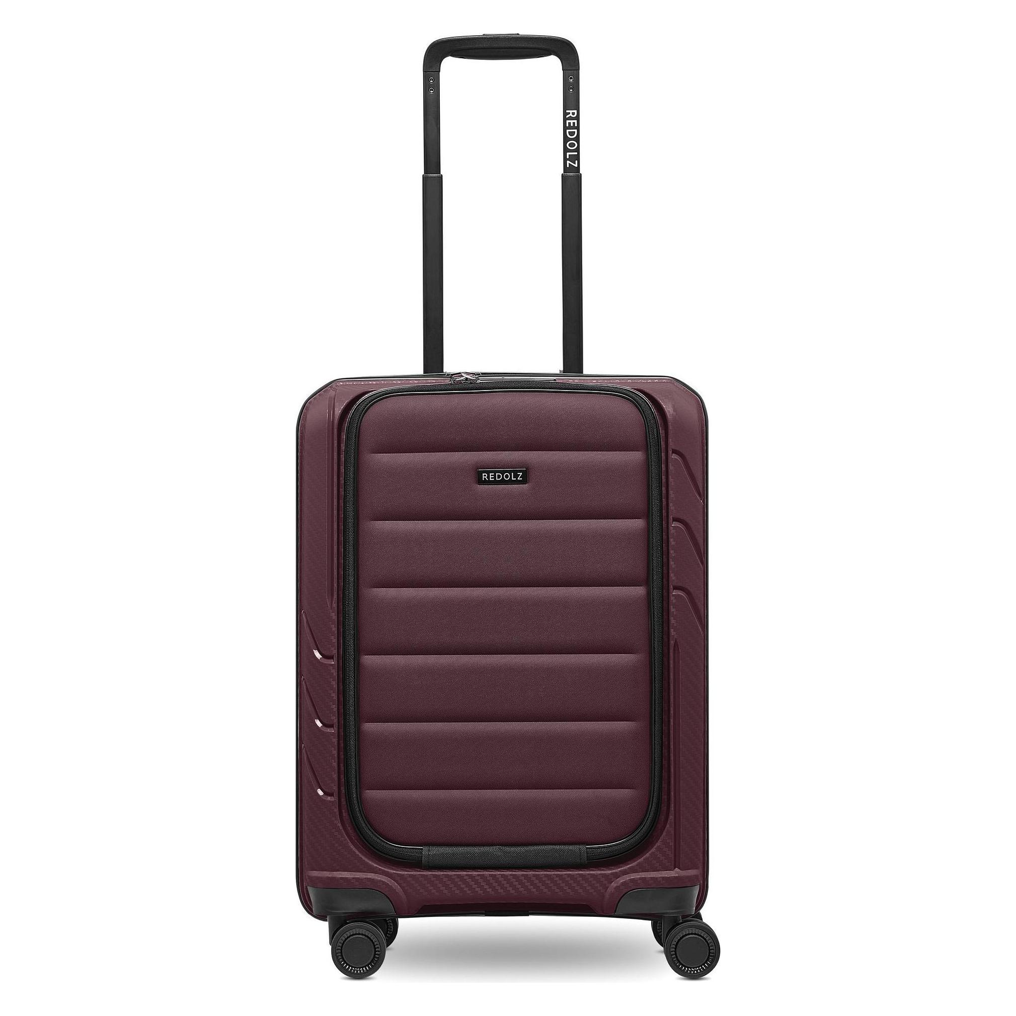 Redolz, Koffer, Essentials 17 4-Rollen Kabinentrolley 55 Cm Soft-Pocket Laptopfach, Rot, (46 l)