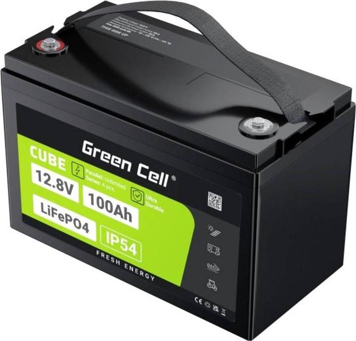 Image du produit GreenCell Green Cell CUBE LiFePO4 battery 100Ah 12.8V 1280Wh lithium iron phosphate battery for photovoltaic (12.80 V, 100 Ah)