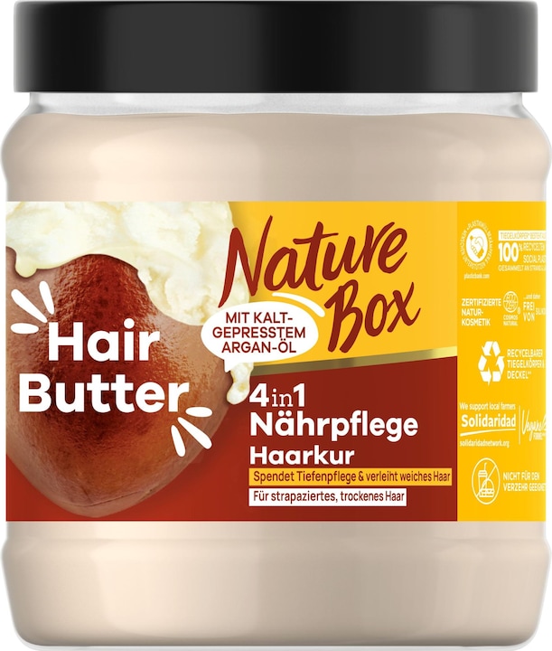 Actual product image Nature Box 4in1 Argan Nourishment Hair Butter Treatment 300 ml, Vegan Hair Butter with Cold-Pressed (300 ml)
