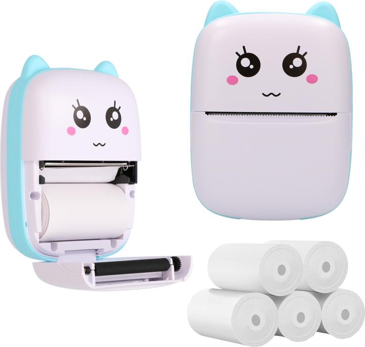 Extralink Extralink-Kit | Thermodrucker EPP-002 Blau + Normales Thermopapier 5 Rollen |