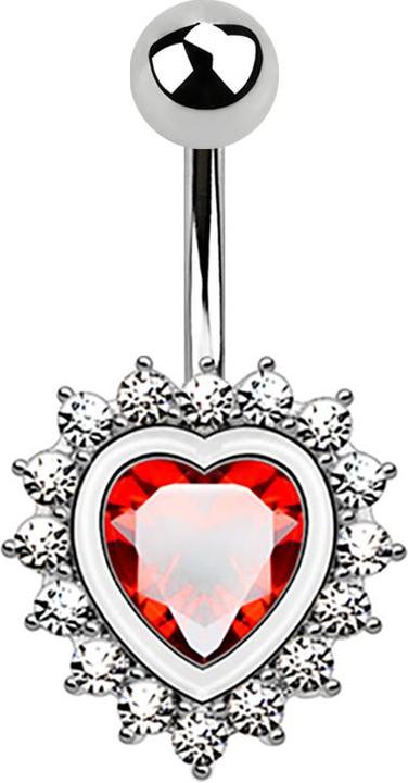Immagine prodotto Star Piercing Cuore d'argento a banana con cuore di cristallo rosso (Ottone, Acciaio chirurgico 316L)
