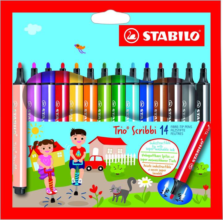 Actual product image STABILO Trio Scribbi Spring-loaded triangular felt-tip pen (Multicoloured, 14 x)