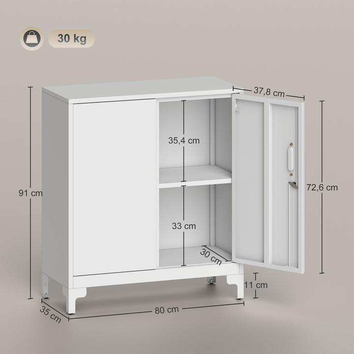 Actual product image Homcom Metallschrank Metall Weiss (80 x 35 x 91 cm)