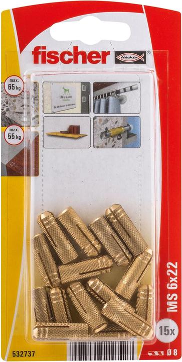 Produktbild Fischer Messingdübel MS 6x22 K (15 Stk.)