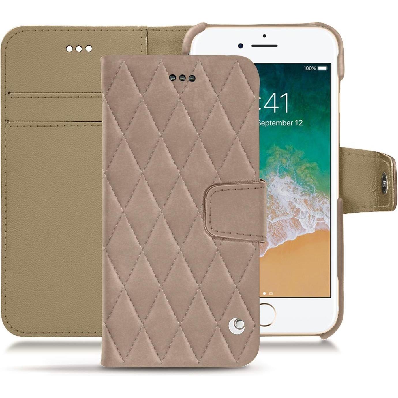 Noreve Lederschutzhülle Wallet (Apple iPhone 7), Smartphone Hülle, Beige