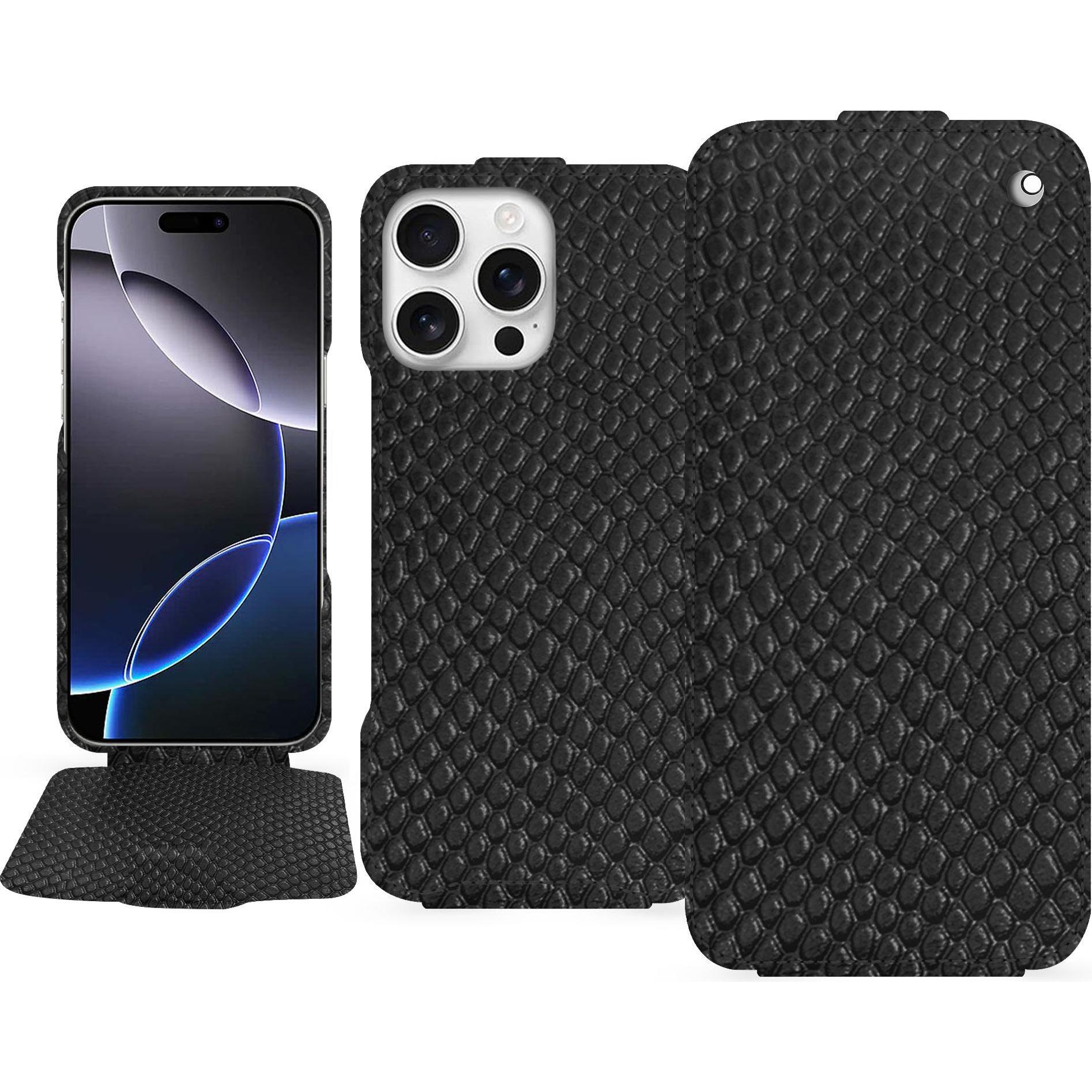 Thumbnail - Noreve Lederschutzhülle vertikal (Apple iPhone 16 Pro Max), Smartphone Hülle, Schwarz