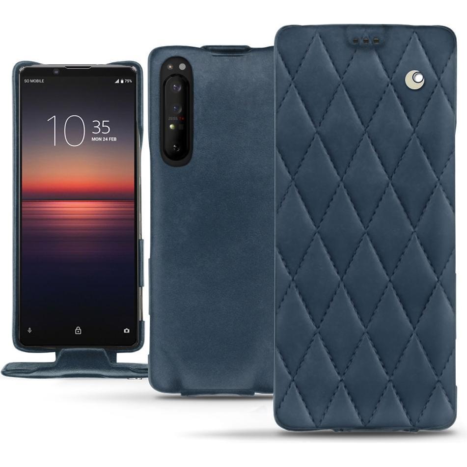Noreve Lederschutzhülle vertikal (Sony Xperia 1 II), Smartphone Hülle, Blau