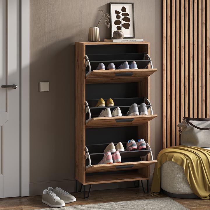 Produktbild Vicco Schuhkipper Amber, Eiche Wotan, 62 x 130 cm mit 3 Fächern