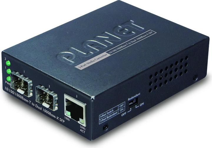 Actual product image Planet Web Smart Media Converter SFP 1-Port 10/100/1000Base-T - 2-Port Gigabit SFP