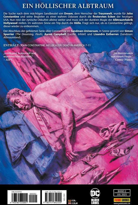 Actual product image Panini John Constantine: Hellblazer - Tot in Amerika (German, Aaron Campbell, Bernd Kronsbein, Lisandro Estherren, Simon Spurrier, 2025)