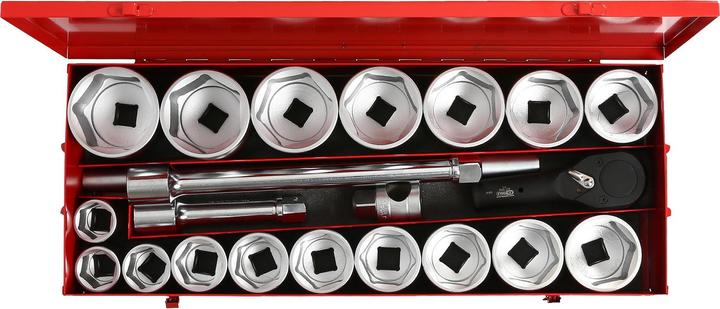 Actual product image KS Tools 1" socket set, 22 pieces, reversible