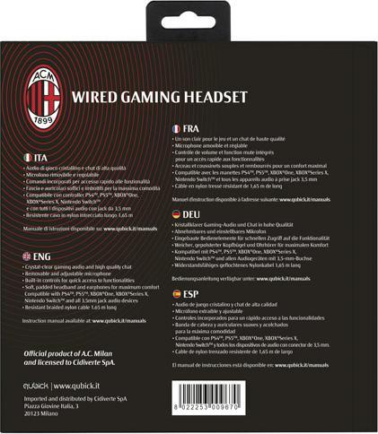 Produktbild GED Cuffie Gaming Wired AC Milan (Multipiattaforma) (Kabelgebunden)