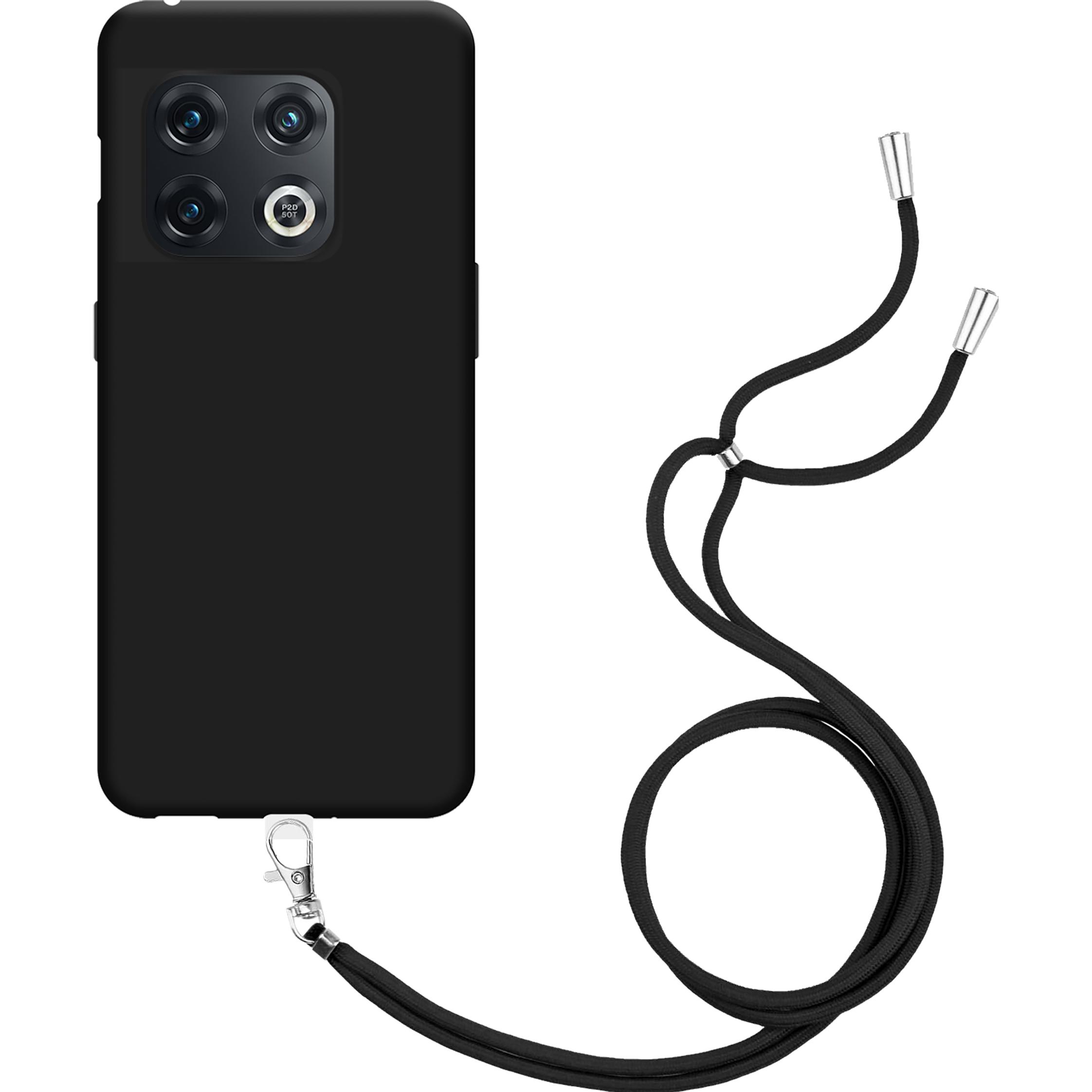 Cazy Handykette Hülle Kompatibel mit OnePlus 10 Pro - Silikon Handyhülle mit Band Necklace Hülle -, Handykette, Schwarz