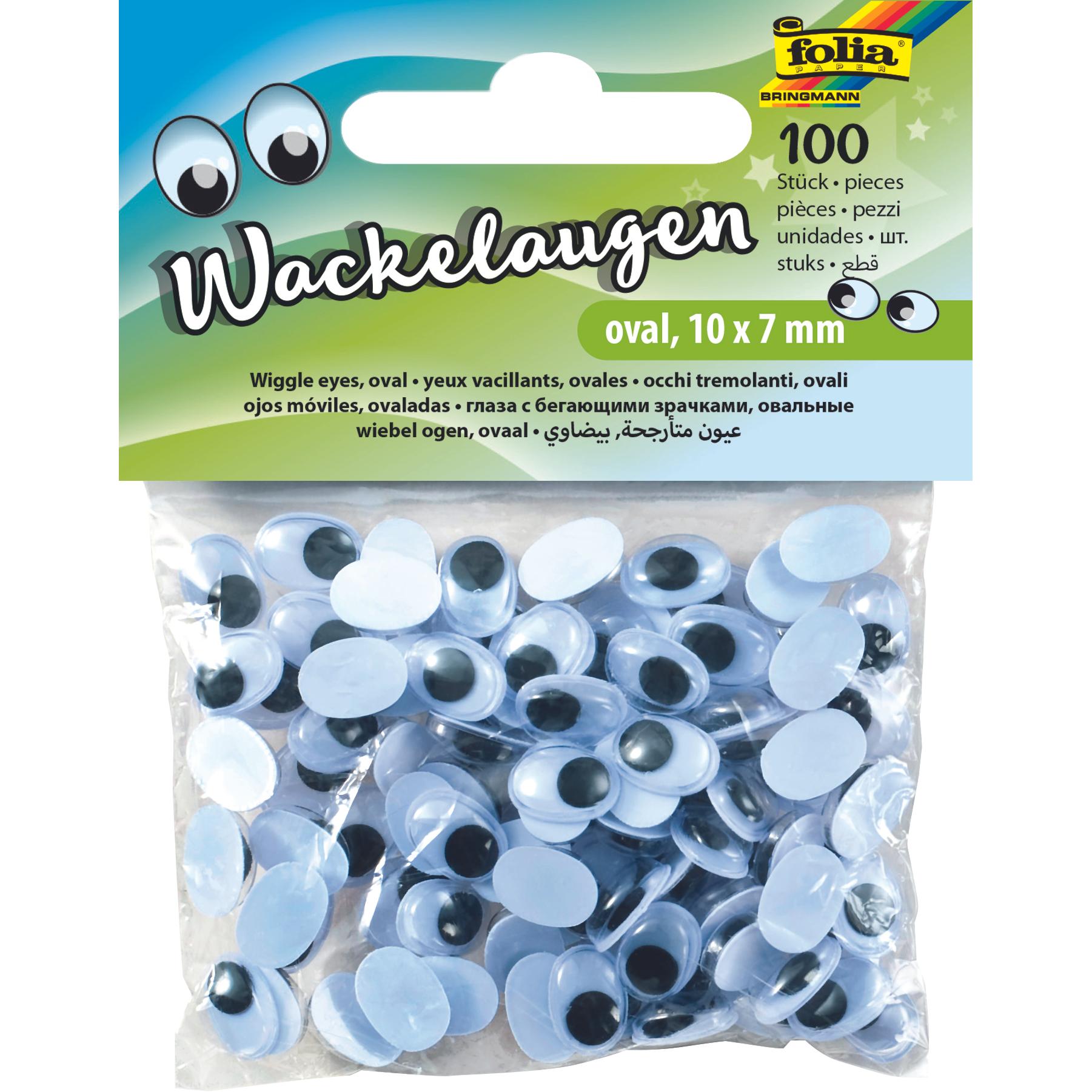 Folia Wackelaugen weiss oval 100 St.