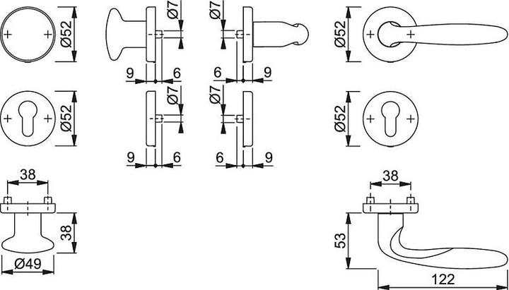 Productafbeelding Hoppe Verona M151/42KV/42KVS Verwisselset PZ F49-R (Deurgreep)