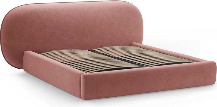 Actual product image Micadoni Velvet Storage Bed With Headboard, "Ovalo", Pink, 234x270x96 Made in Europe (180 x 200 cm)