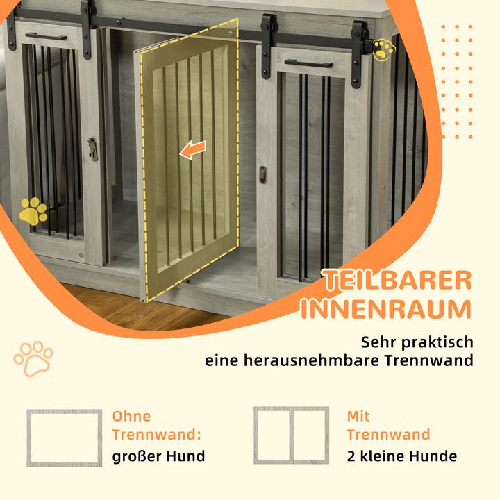 Produktbild PawHut Hundekäfig MDF, Stahl Grau (Hundezwinger)