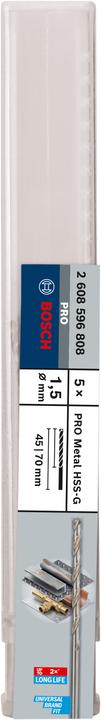 Actual product image Bosch Professional Zubehör PRO Metal HSS-G twist drill, 1 x 45 x 70 mm (1.5 mm)