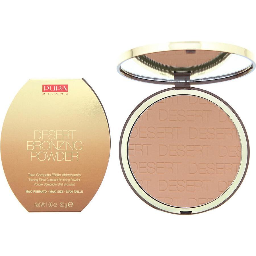Pupa Milano, Highlighter + Bronzer, Pupa - Desert Bronzing Powder Powder Bronzer 002 Honey Gold 30G (002 Honey Gold, Bro...