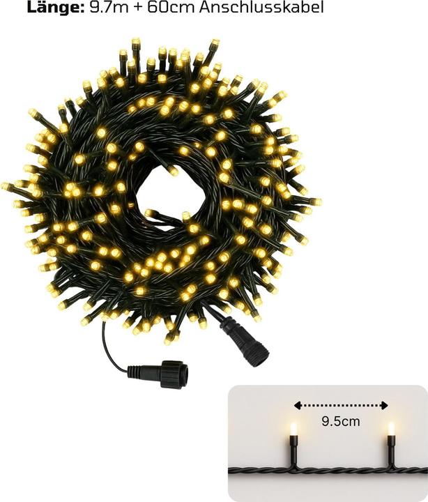 Image du produit Hermex Erweiterbare LED-Lichterkette 9.7m Verlängerung mit Steckverbindung (9.70 m)