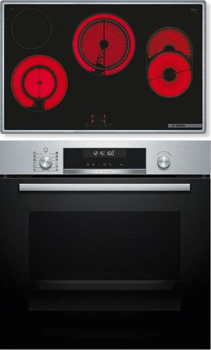 Produktbild Bosch Hausgeräte Einbau-Backofen-Set, HBG578BS3 + PKH845BB1D, Einbau-Backofen, Elektro-Kochfeld, HBD672LS83