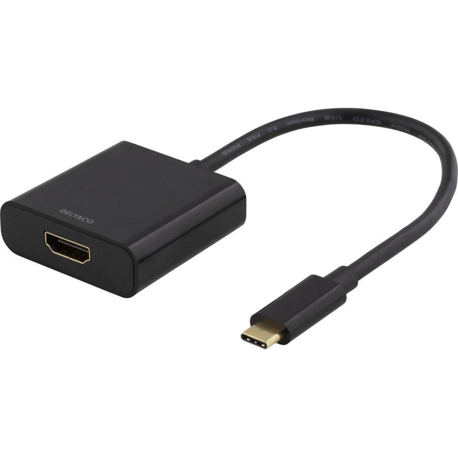 Thumbnail - Deltaco USBC-HDMI8 USB graphics adapter Black, USB Stick, Schwarz