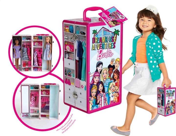 Produktbild Theo Klein Barbie Schrankkoffer Kleiderstangen und Fächern