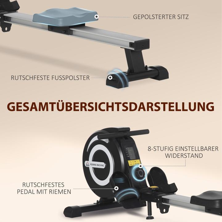 Produktbild Homcom Rudergerät Stahl, Aluminum Schwarz+Silber