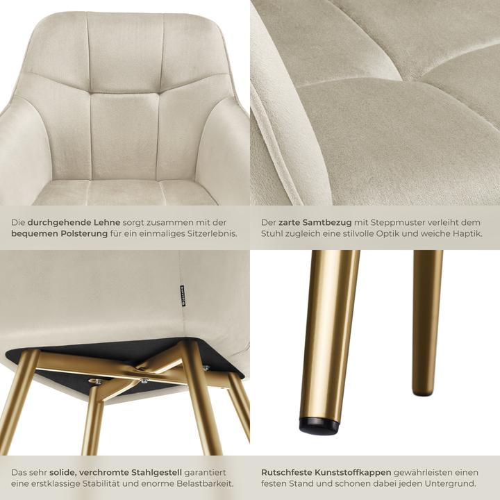 Actual product image tectake chair Marilyn, velvet look, quilted