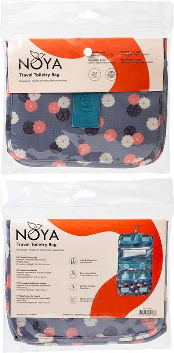 Immagine prodotto Noya Faltbare Reise Kulturtasche, Waschbeutel mit Trageschlaufe & Haken, Blumen (1 l)
