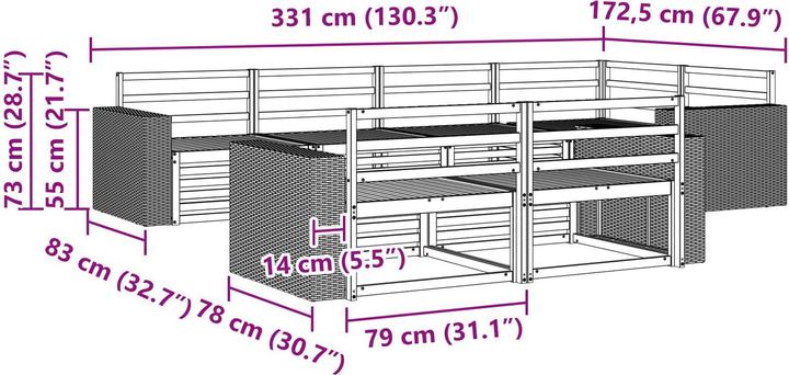 Produktbild vidaXL Outdoor-Sofa
