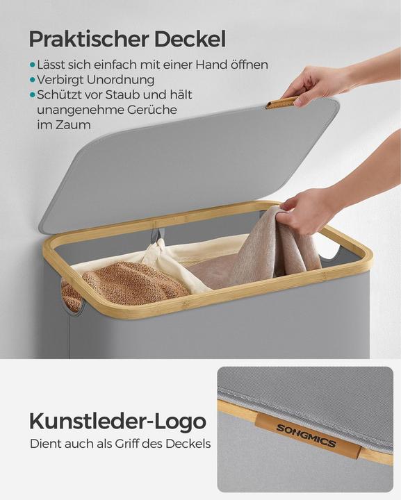Actual product image Songmics Wäschekorb, Grau (130 l)