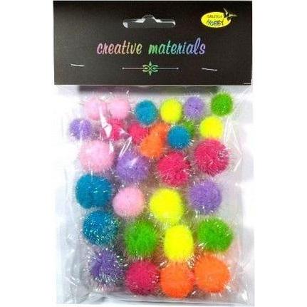 Titanum Frühlings-Glitzer-Pompons 15-25mm 30 Stk