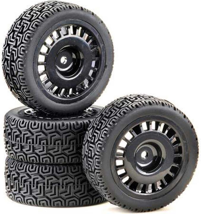 Lot De 4 Pneus/roues ABSIMA 1/10 Buggy – Jantes Blanches Mini Pin, Pré-assemblés
